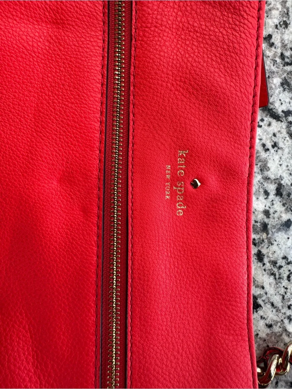 kate spade Red Pebbled Leather Crossbody Bag with Gold Hardware